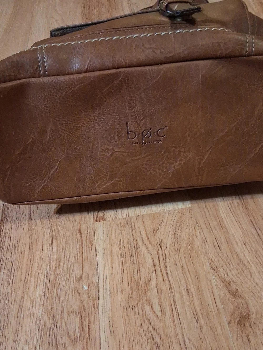 boc Genuine Leather-Style Tan Shoulder Bag with Front Flap Pocket